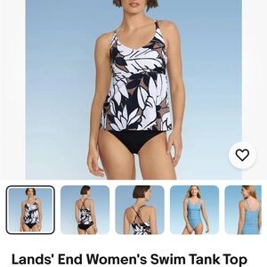 Lands' End Leaf Print Swim Tank Top NWT medium